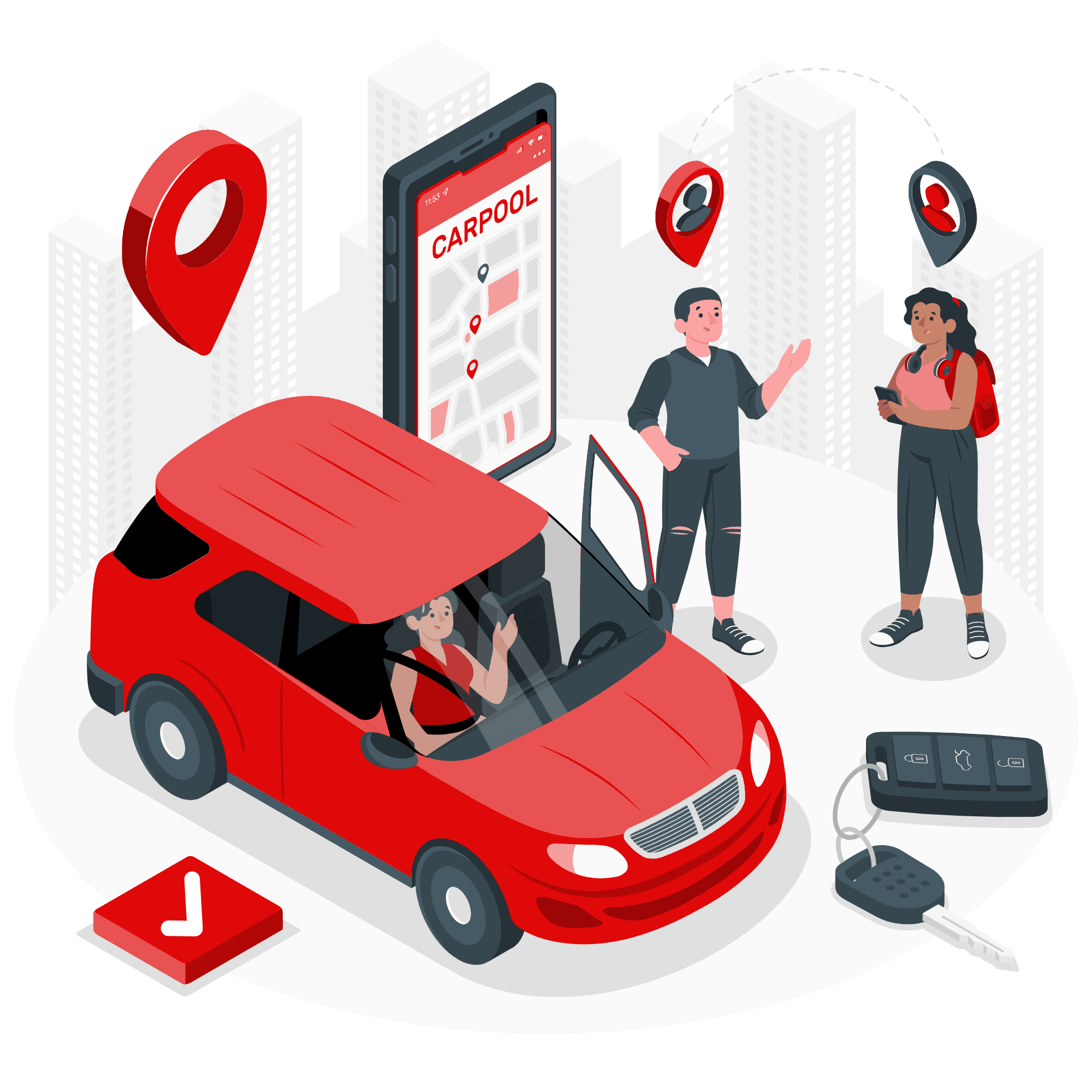Illustration von Auto kaufen und verkaufen